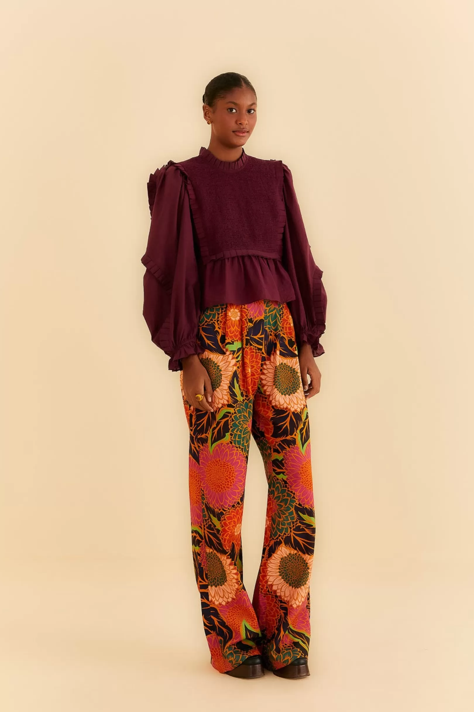 FARM Rio  BLACK VINTAGE GARDEN LOW WAISTED PANTS Shop