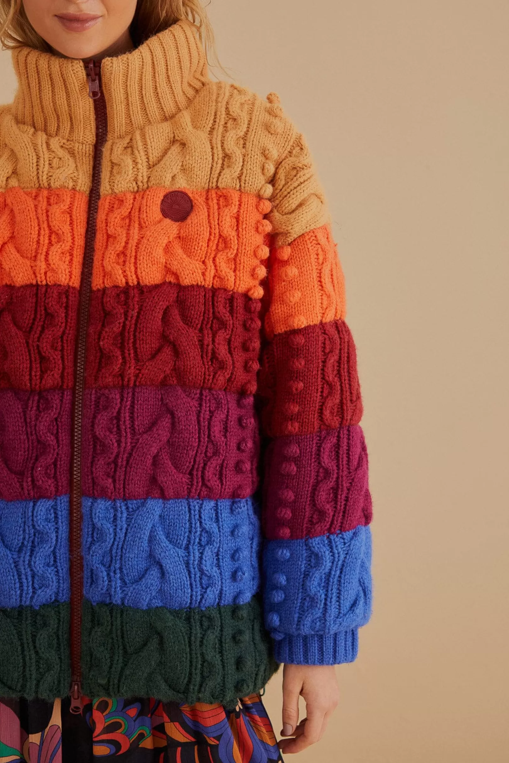 FARM Rio  COLORFUL STRIPES KNIT REVERSIBLE PUFFER JACKET Clearance