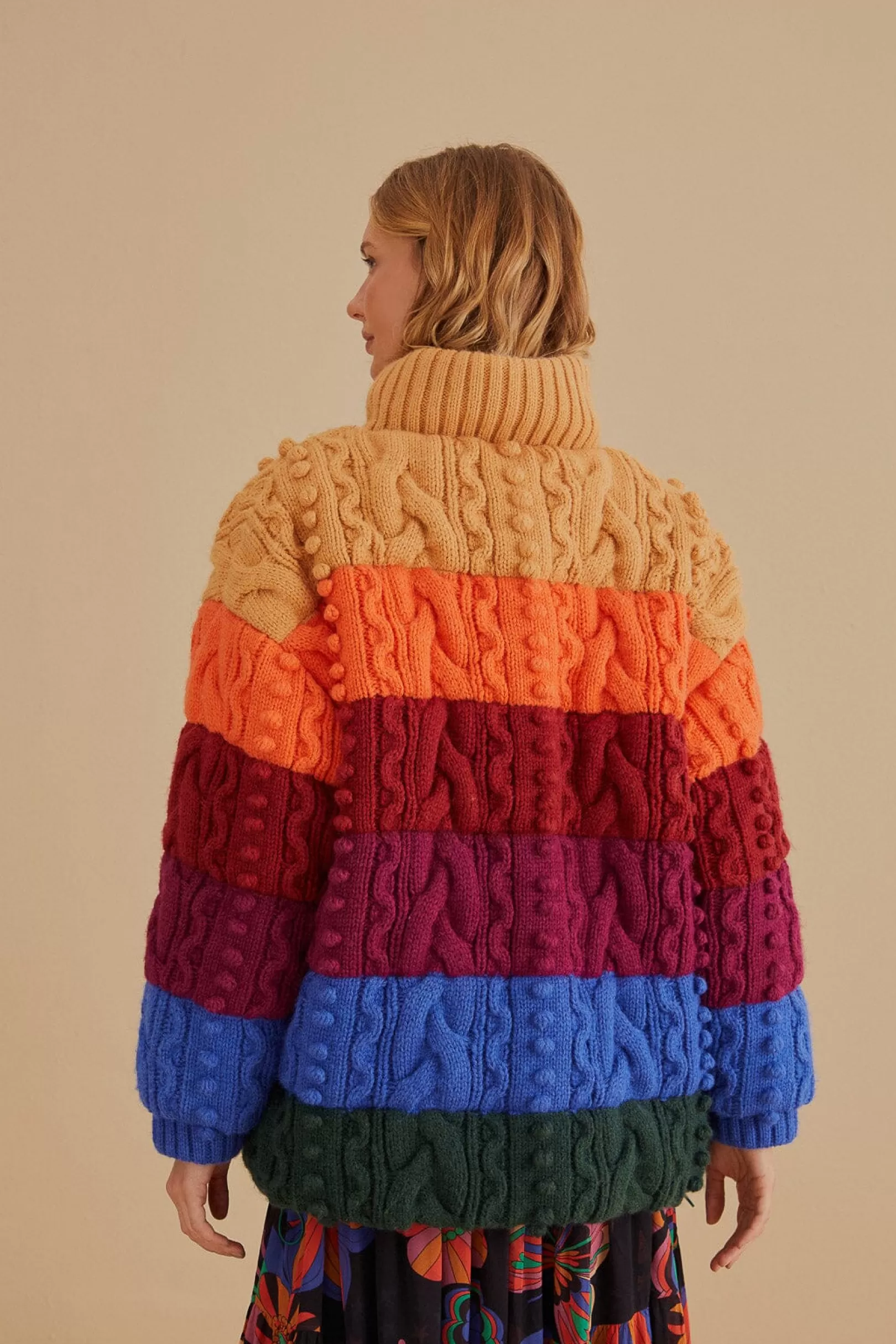 FARM Rio  COLORFUL STRIPES KNIT REVERSIBLE PUFFER JACKET Clearance