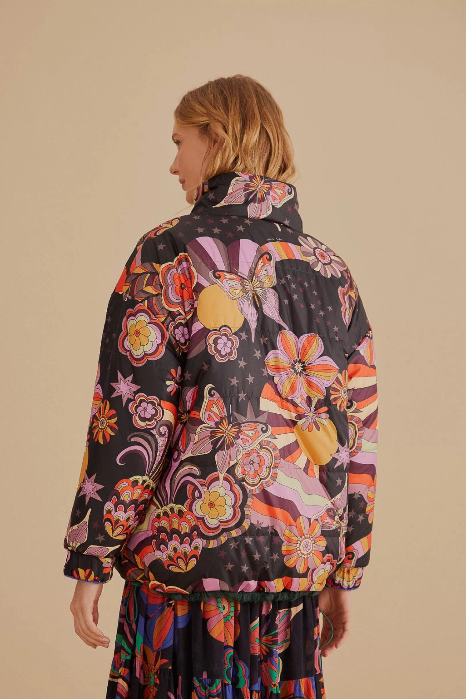FARM Rio  COLORFUL STRIPES KNIT REVERSIBLE PUFFER JACKET Clearance