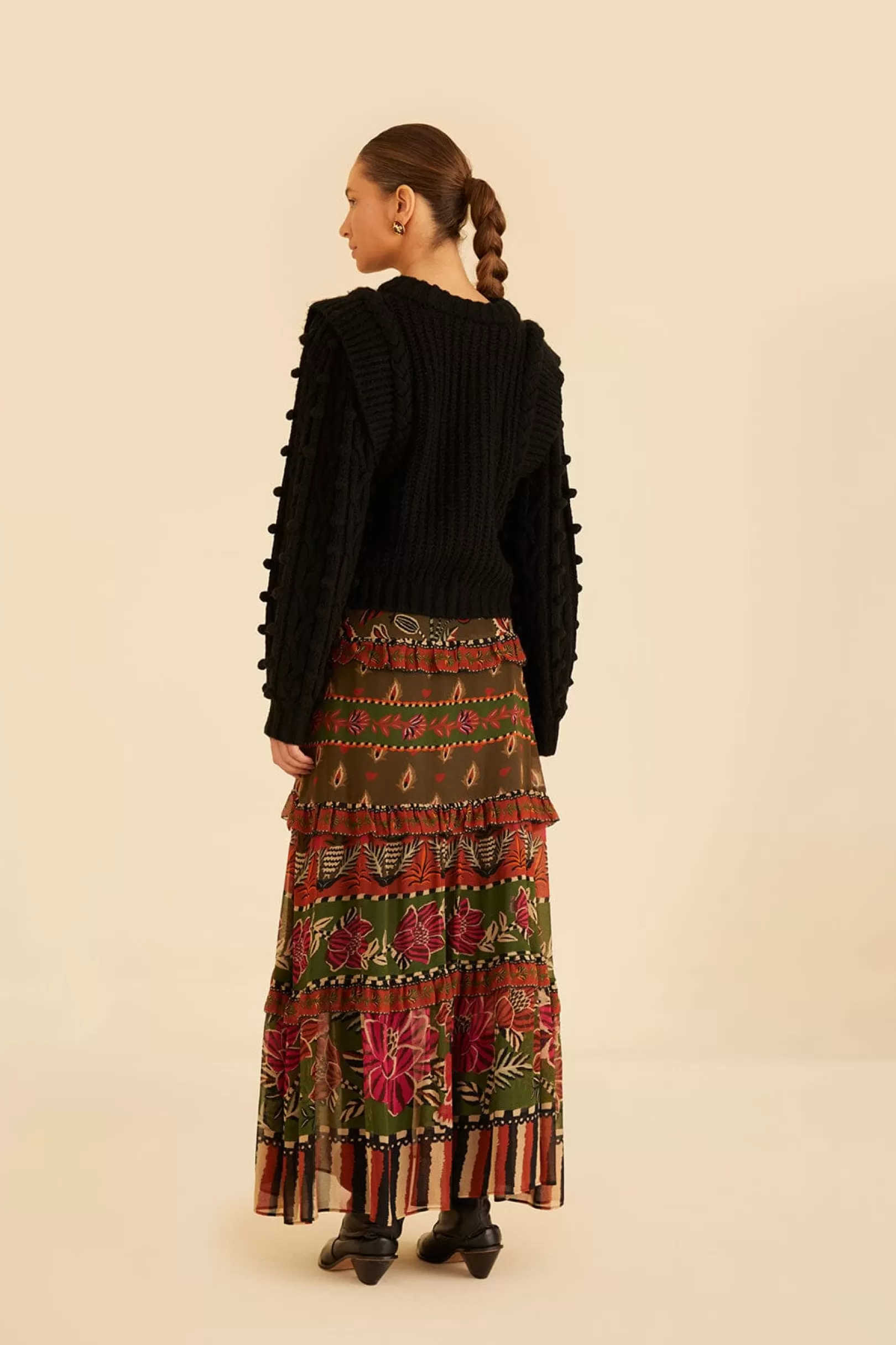 FARM Rio  MULTICOLOR AINIKA FLORAL GARDEN TIERED MAXI SKIRT Outlet