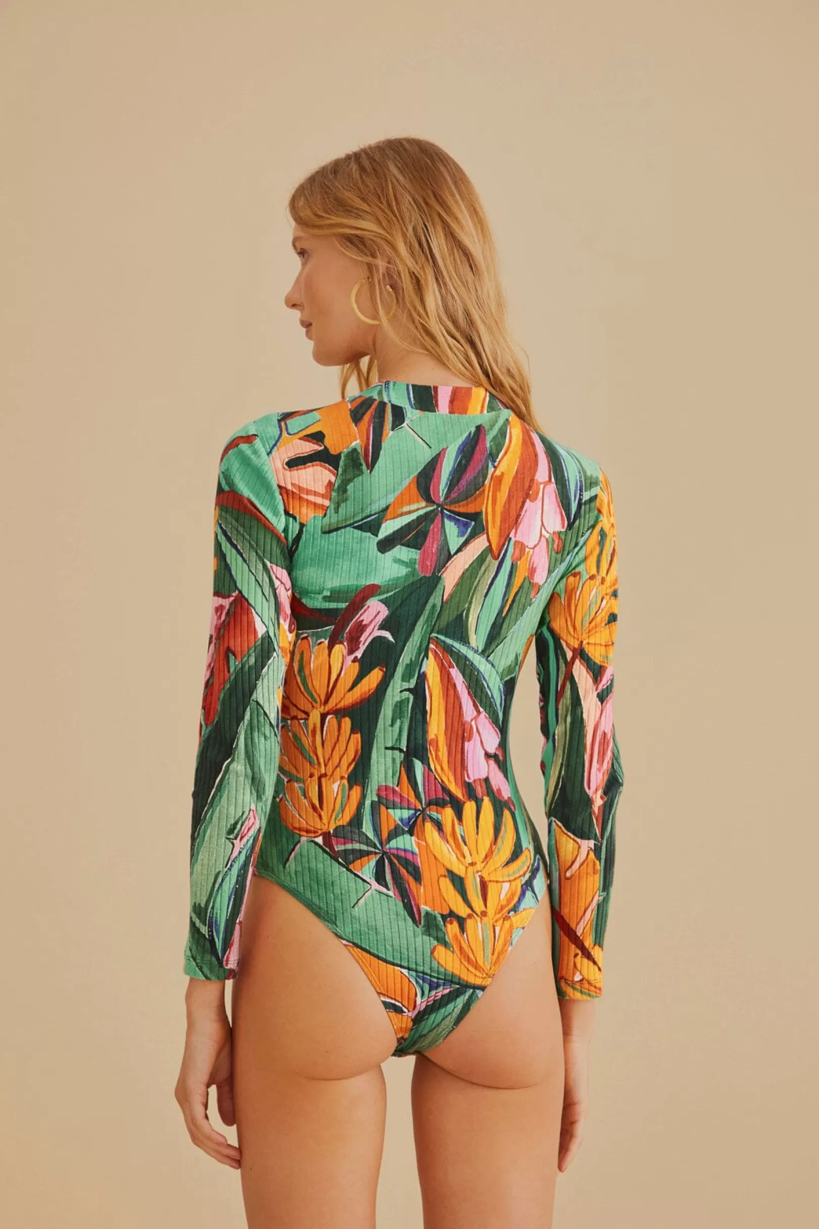 FARM Rio  MULTICOLOR BANANA FOLIAGE ORGANIC COTTON BODYSUIT Flash Sale