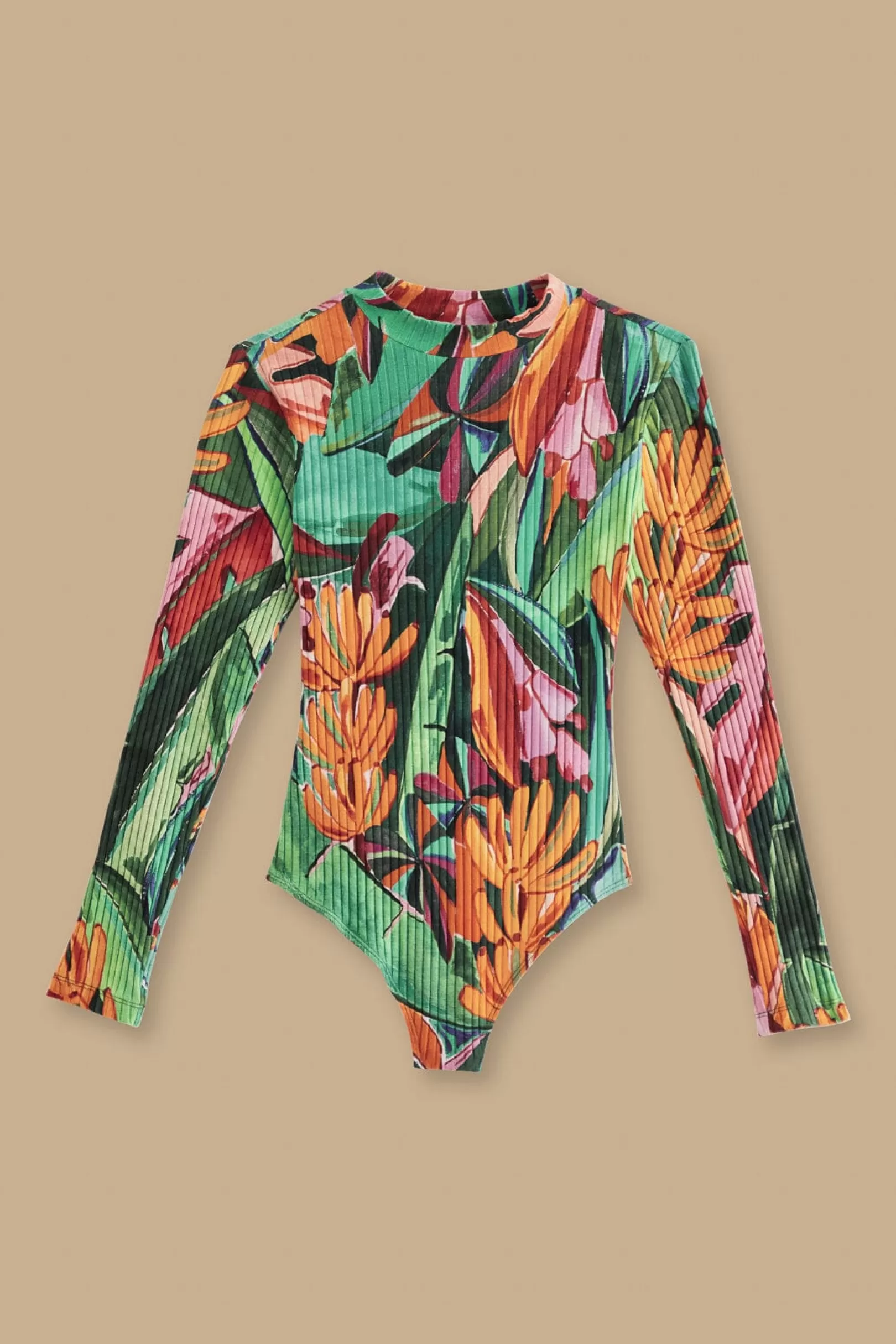 FARM Rio  MULTICOLOR BANANA FOLIAGE ORGANIC COTTON BODYSUIT Flash Sale