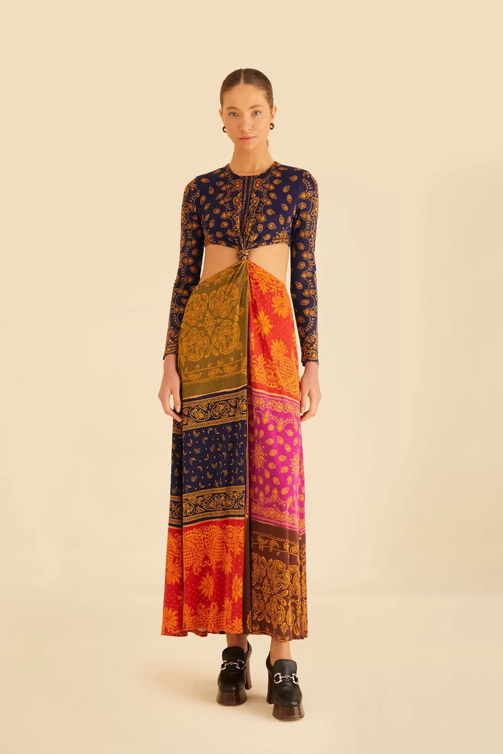 FARM Rio  MULTICOLOR BANDANA DREAM CUT OUT MAXI DRESS Outlet