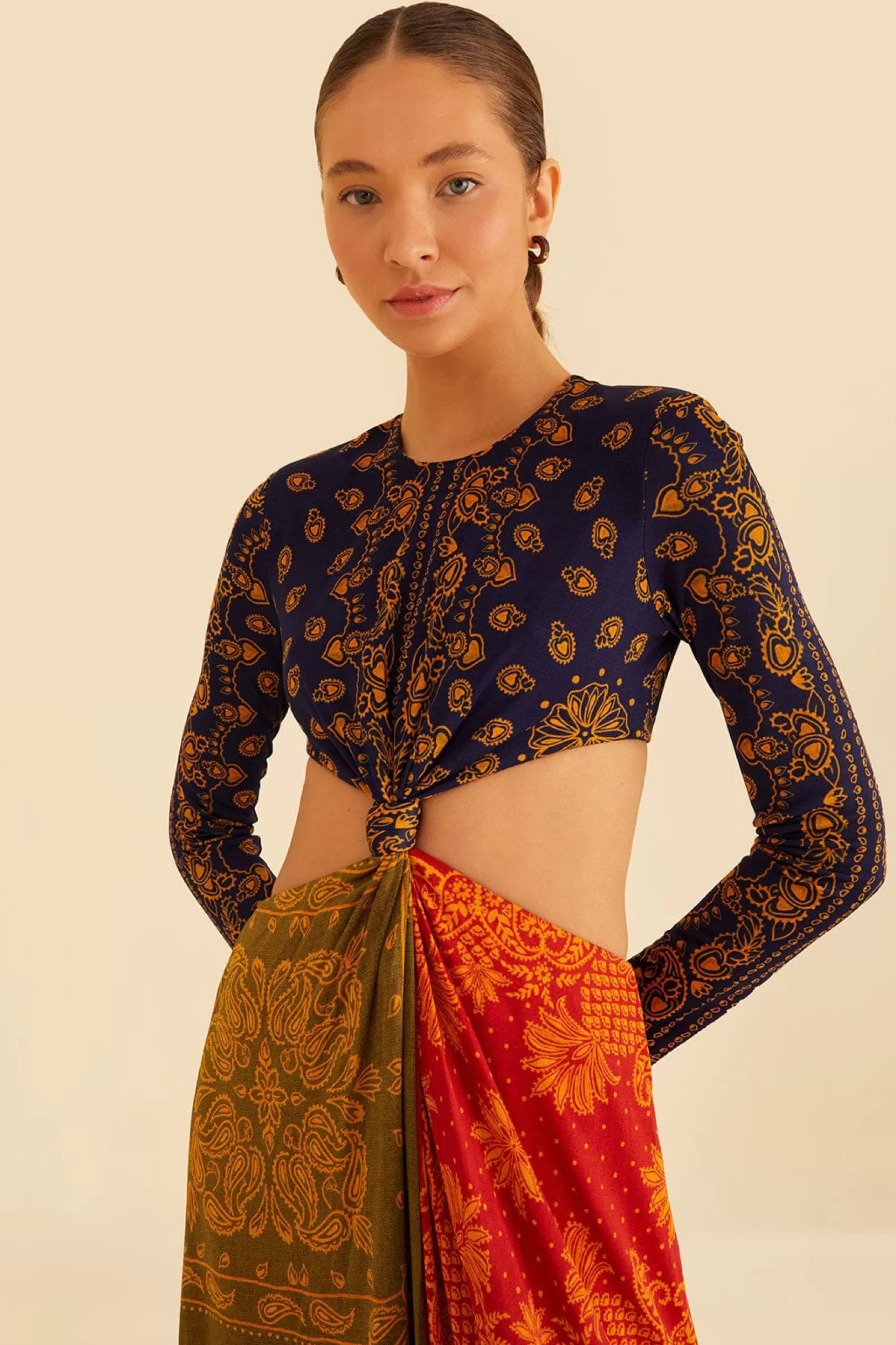 FARM Rio  MULTICOLOR BANDANA DREAM CUT OUT MAXI DRESS Outlet