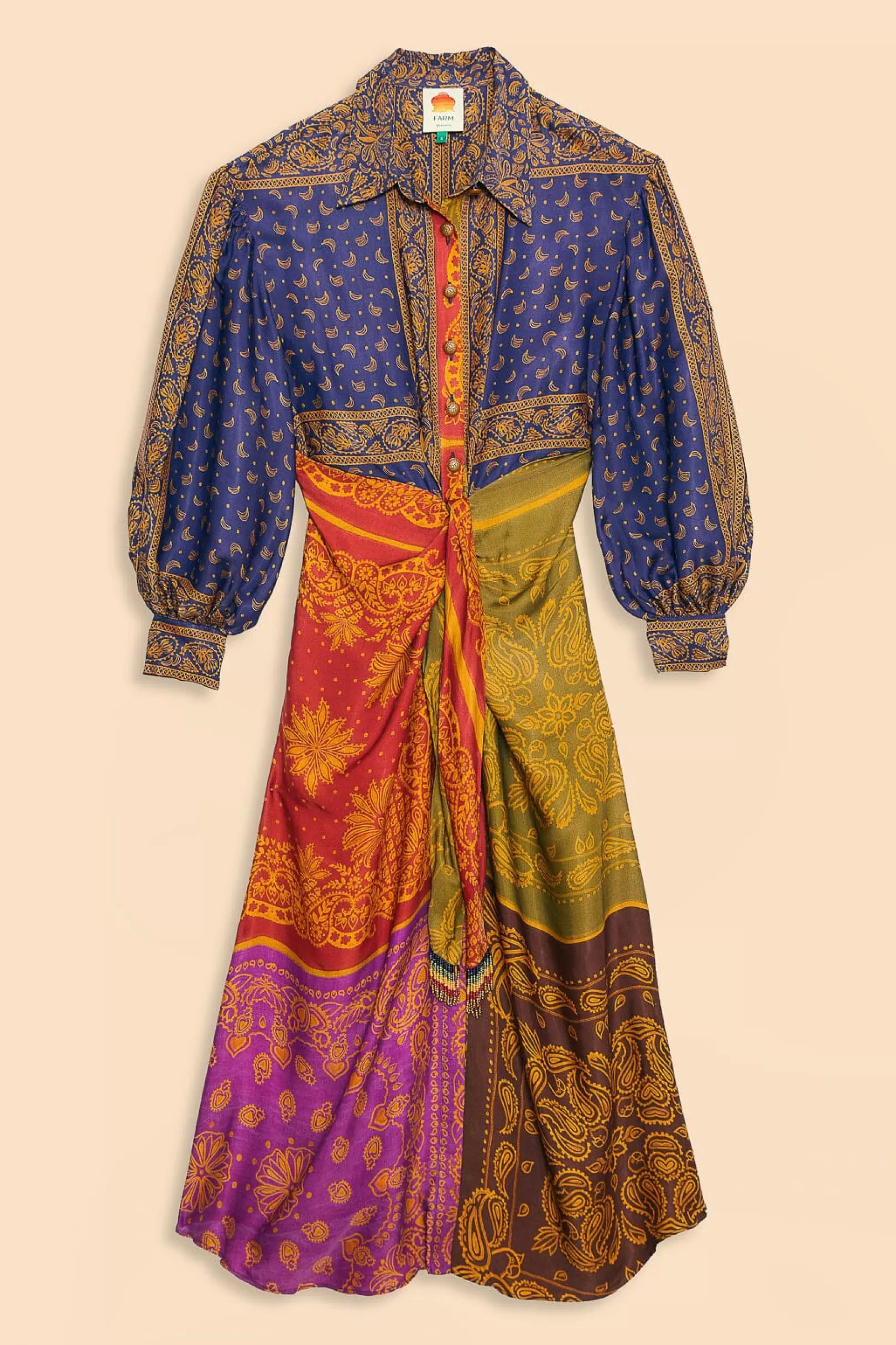 FARM Rio  MULTICOLOR BANDANA DREAM MIDI SHIRTDRESS Discount