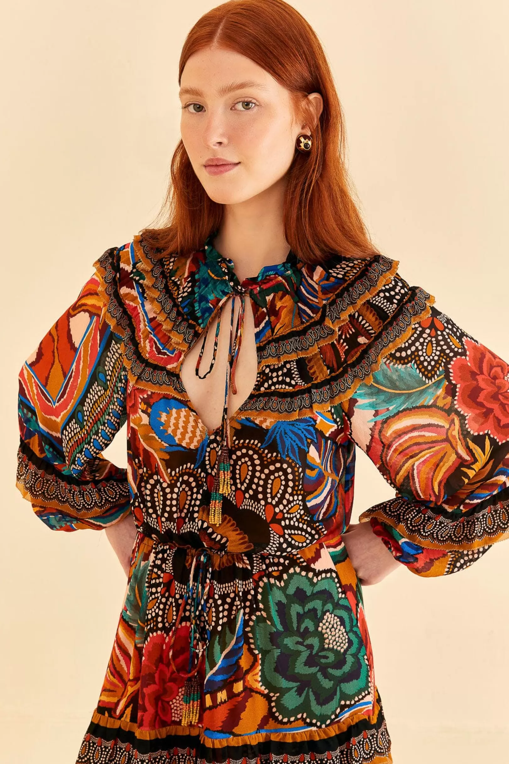 FARM Rio  MULTICOLOR FALL MIX MAXI DRESS Outlet