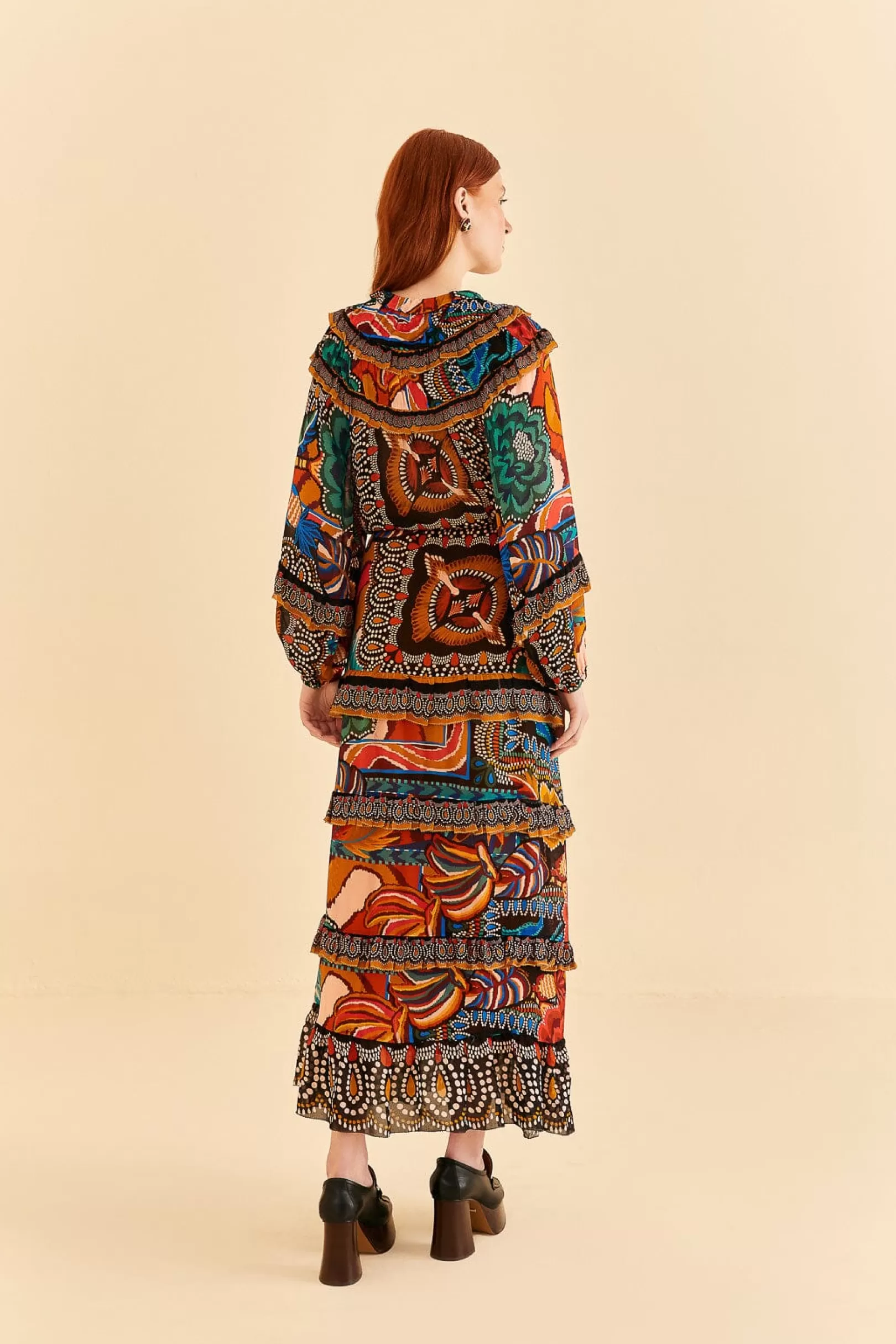 FARM Rio  MULTICOLOR FALL MIX MAXI DRESS Outlet