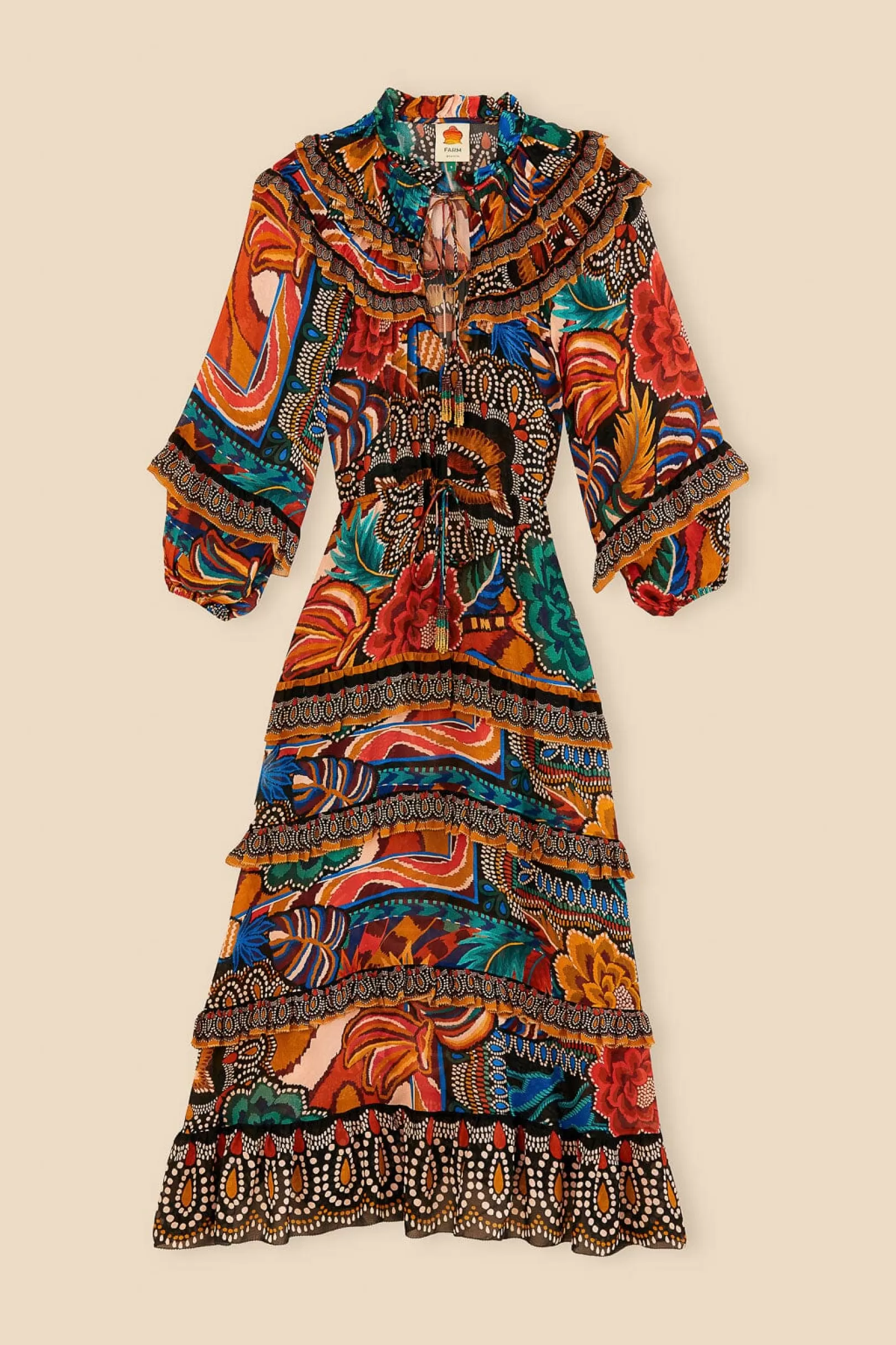 FARM Rio  MULTICOLOR FALL MIX MAXI DRESS Outlet