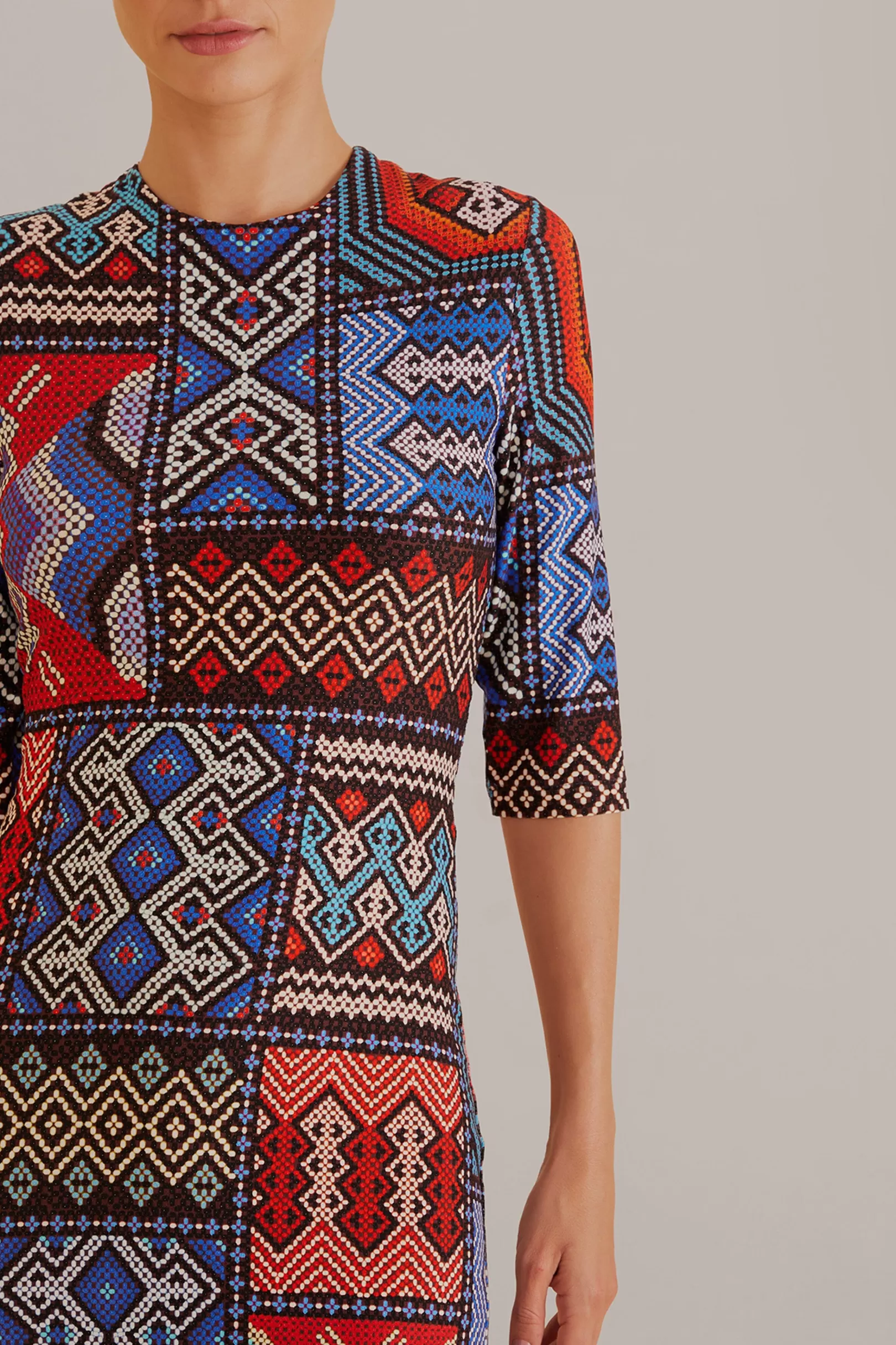 FARM Rio  MULTICOLOR RAUTI SHORT SLEEVE MIDI DRESS Cheap