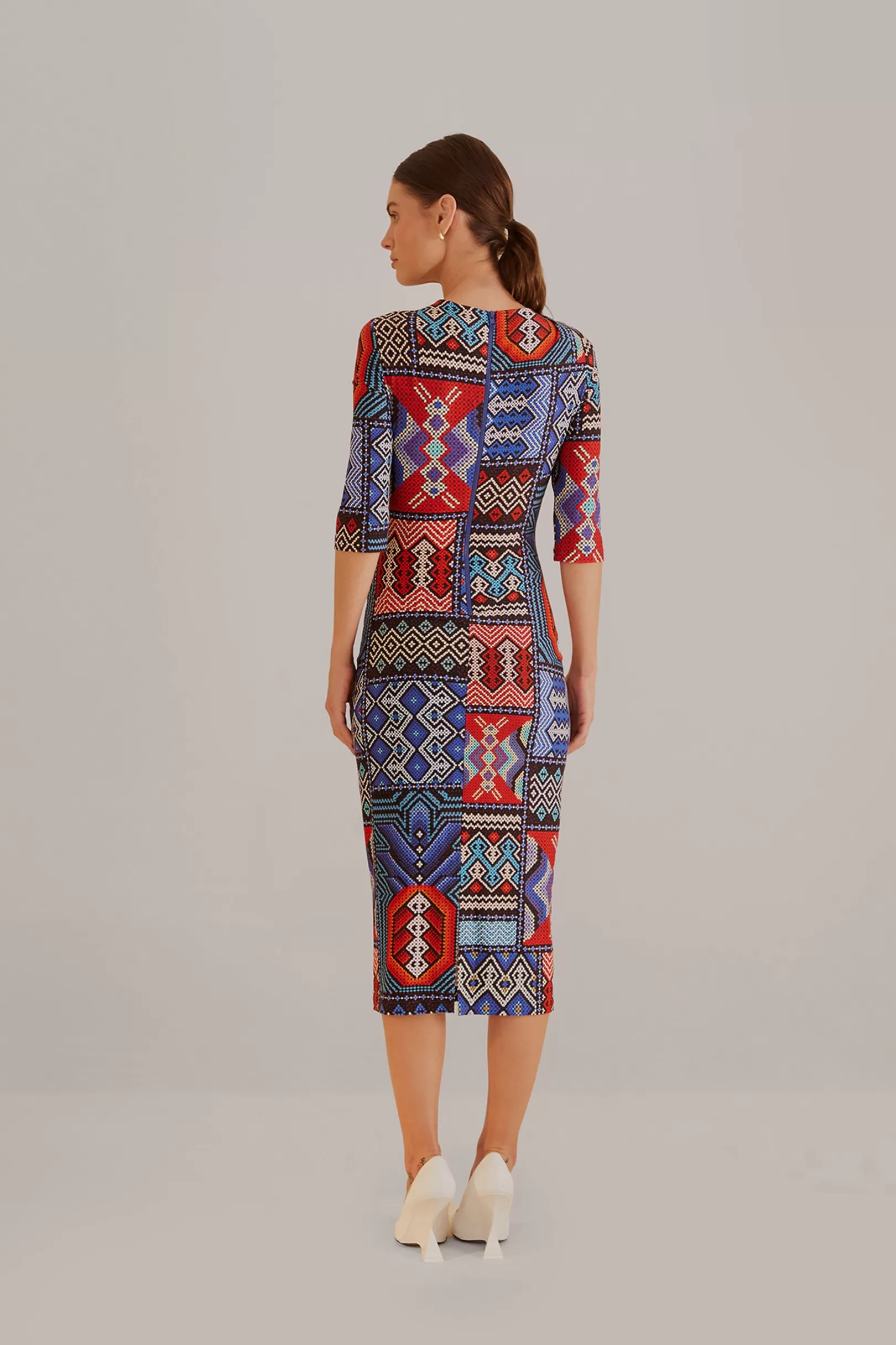 FARM Rio  MULTICOLOR RAUTI SHORT SLEEVE MIDI DRESS Cheap
