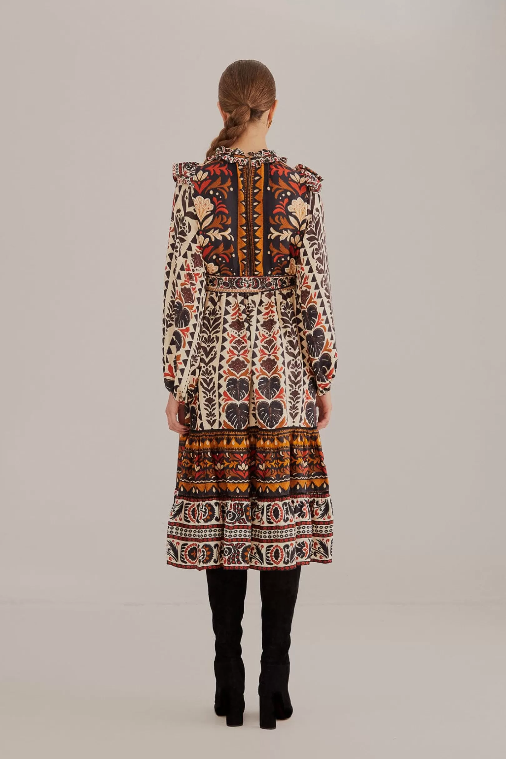 FARM Rio  MULTICOLOR TAPESTRY GARDEN HIGH NECK MIDI DRESS Shop