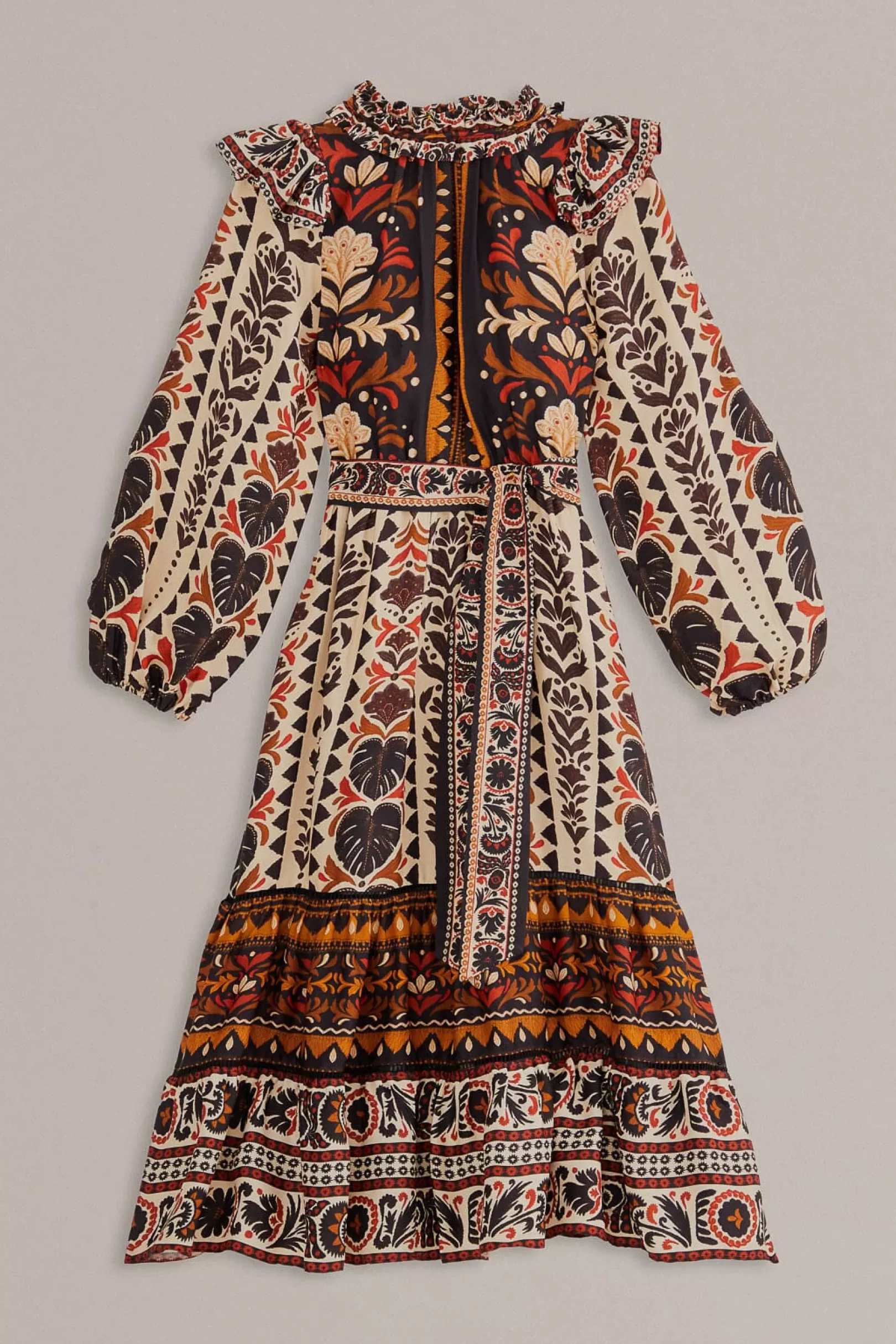 FARM Rio  MULTICOLOR TAPESTRY GARDEN HIGH NECK MIDI DRESS Shop