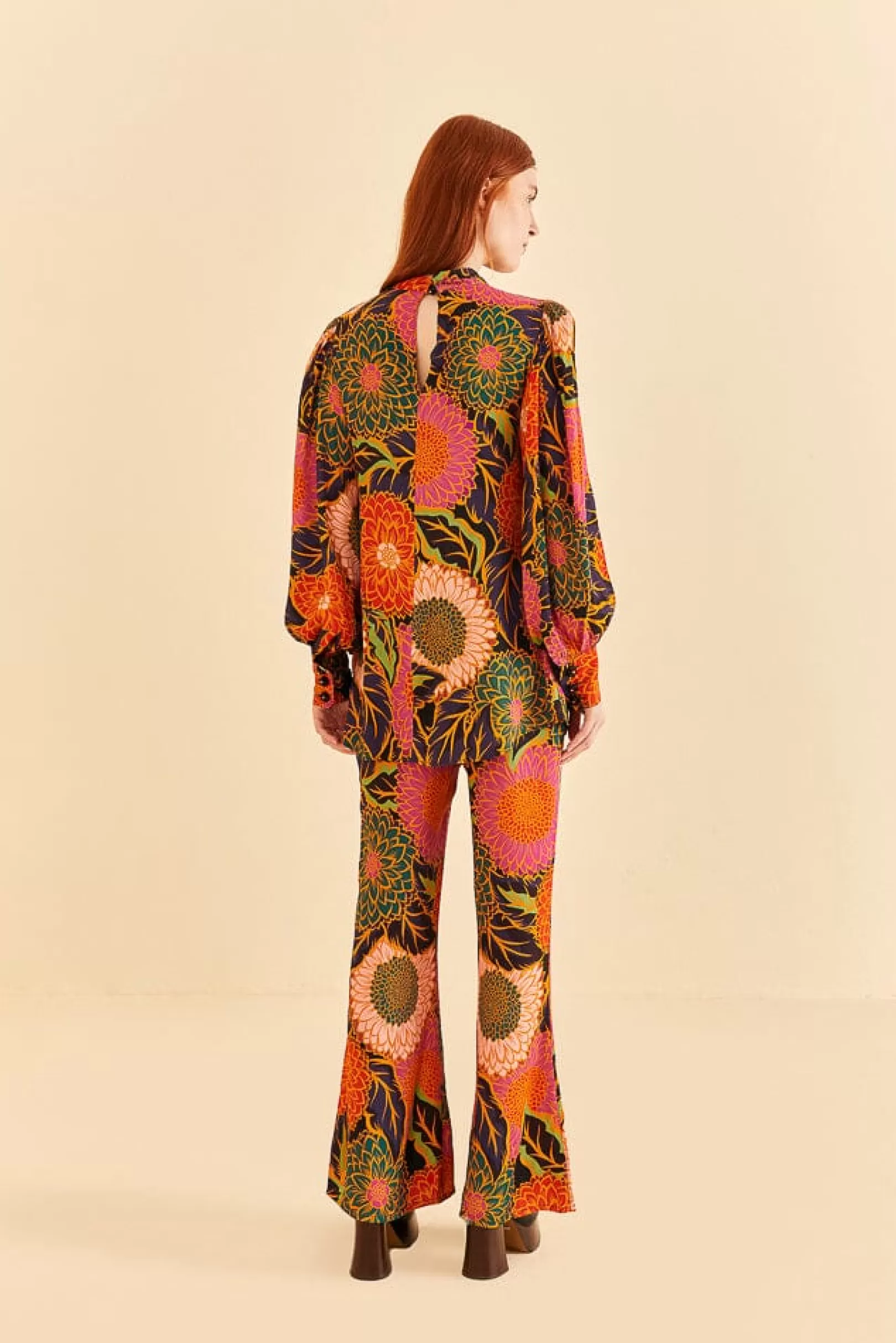 FARM Rio  MULTICOLOR VINTAGE GARDEN SATIN BLOUSE Fashion