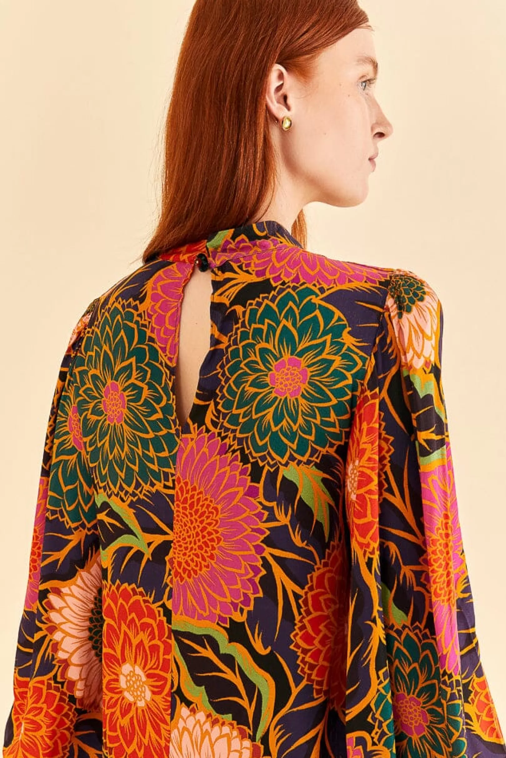 FARM Rio  MULTICOLOR VINTAGE GARDEN SATIN BLOUSE Fashion