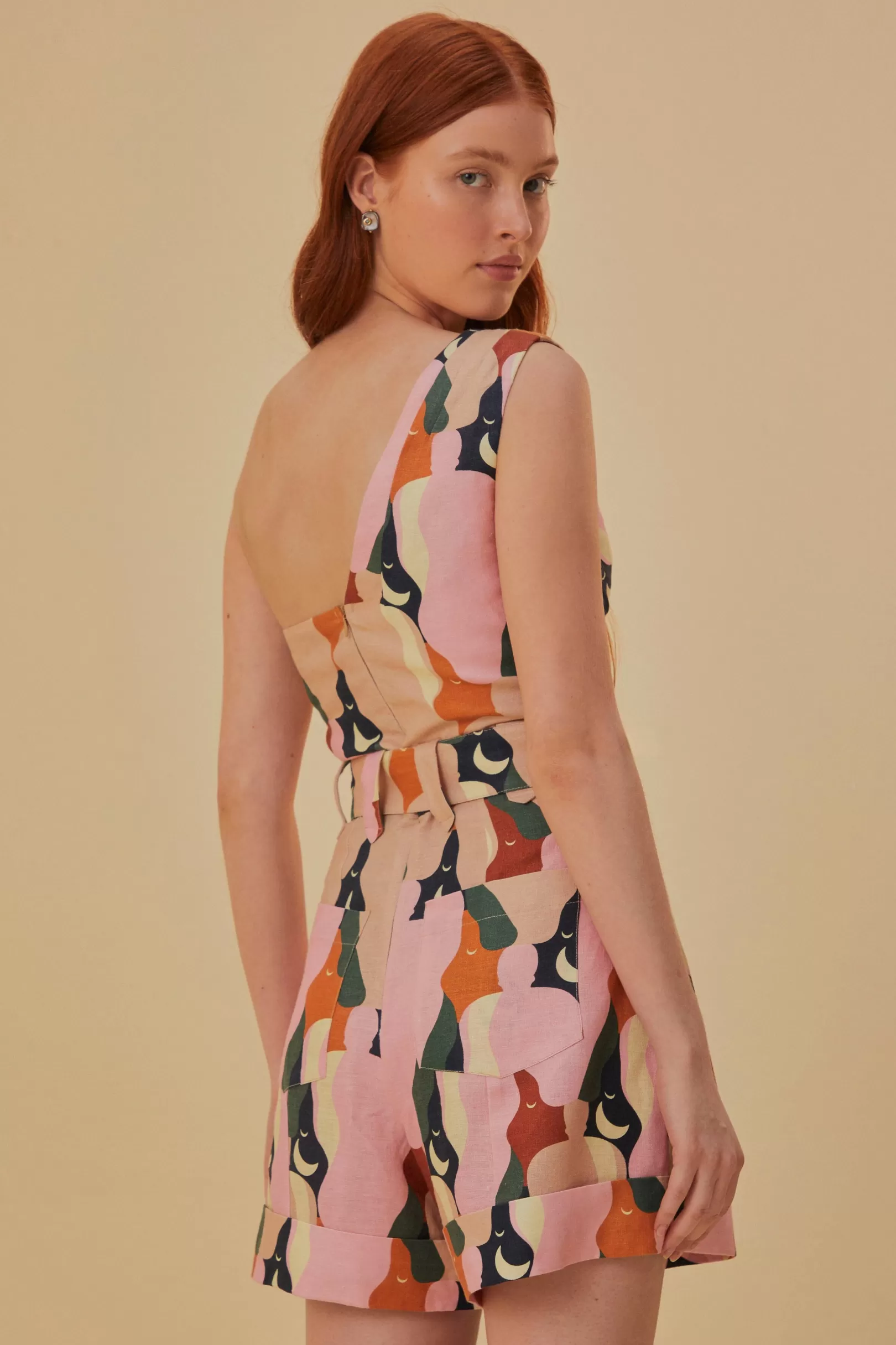 FARM Rio  THE KISS MULTICOLOR ONE SHOULDER ROMPER Online