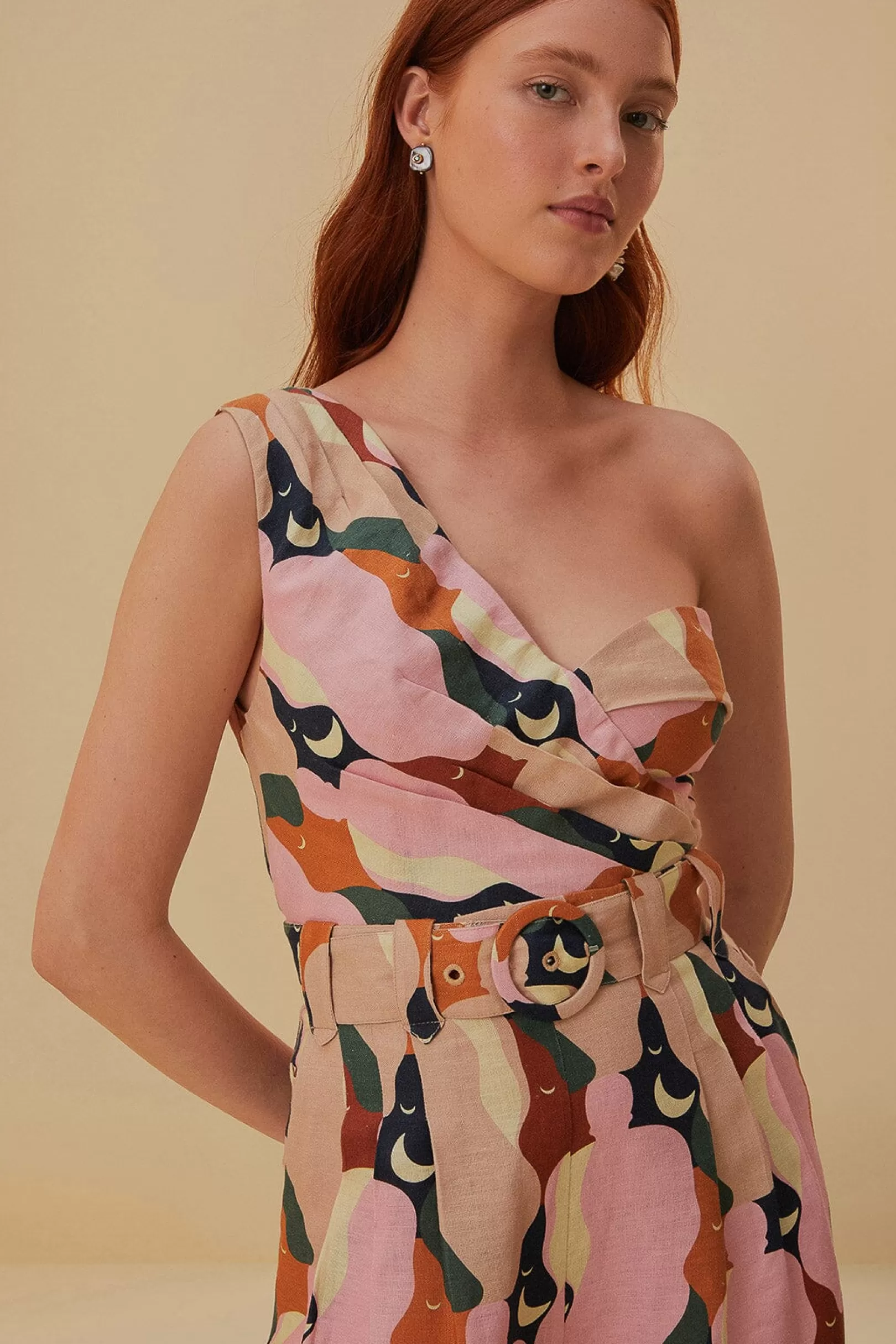 FARM Rio  THE KISS MULTICOLOR ONE SHOULDER ROMPER Online