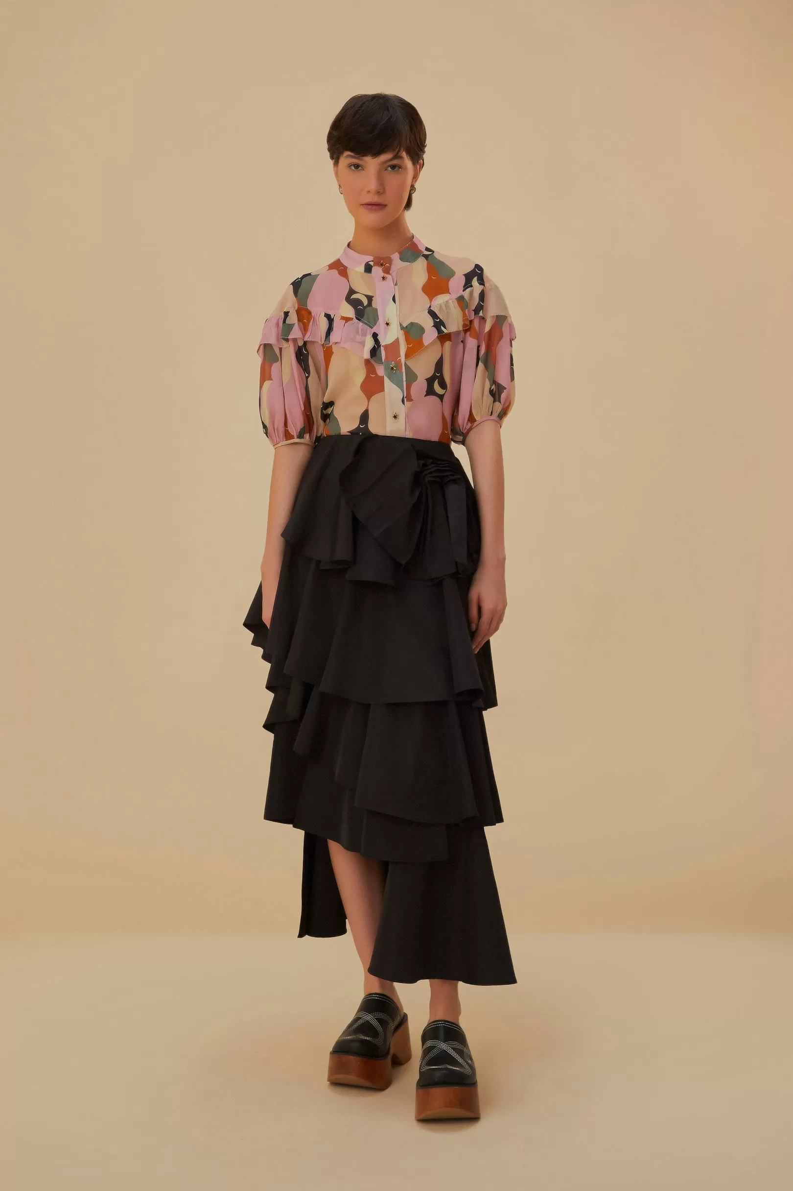 FARM Rio  THE KISS MULTICOLOR SHORT SLEEVE BLOUSE Best Sale