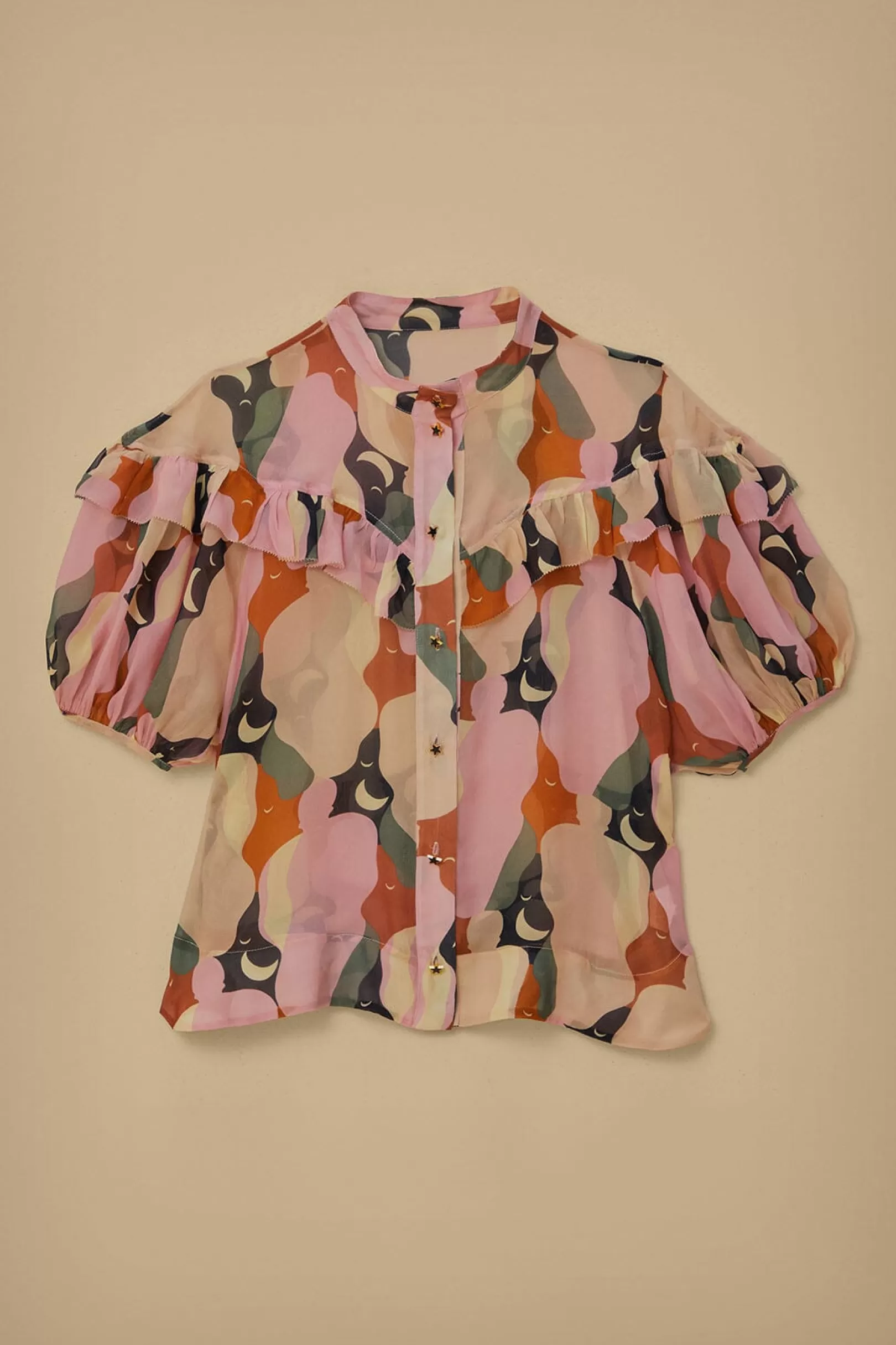 FARM Rio  THE KISS MULTICOLOR SHORT SLEEVE BLOUSE Best Sale