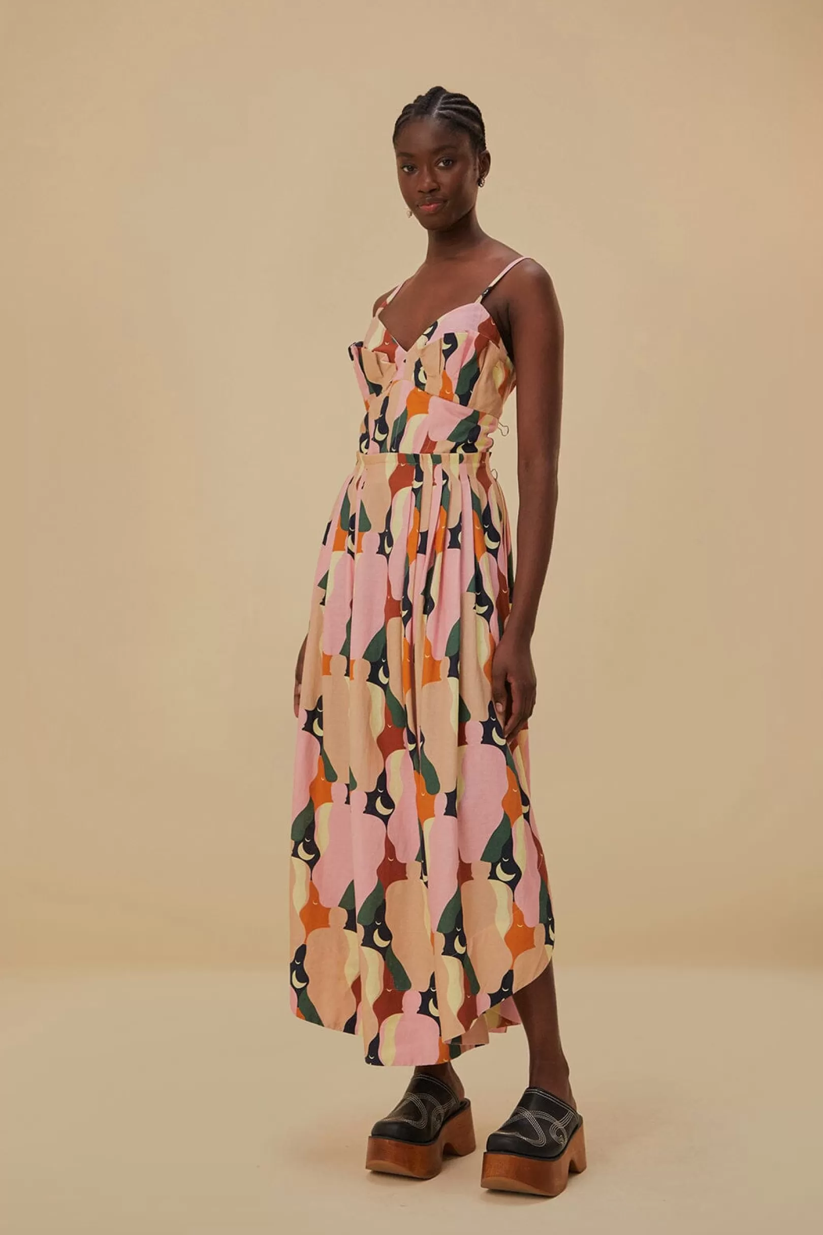 FARM Rio  THE KISS MULTICOLOR SLEEVELESS MIDI DRESS Hot